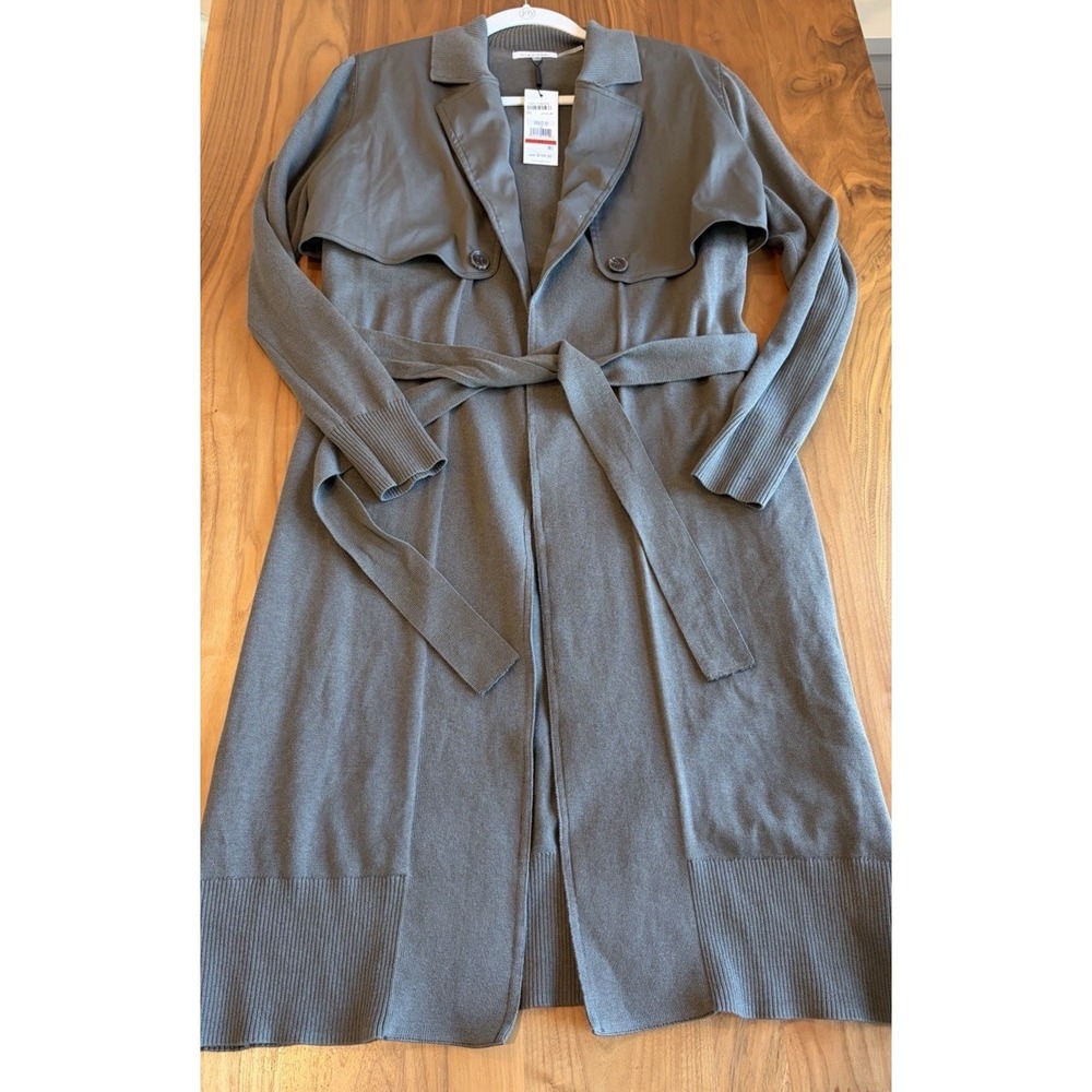 Calvin Klein Olive Green Belted Knit Cardigan